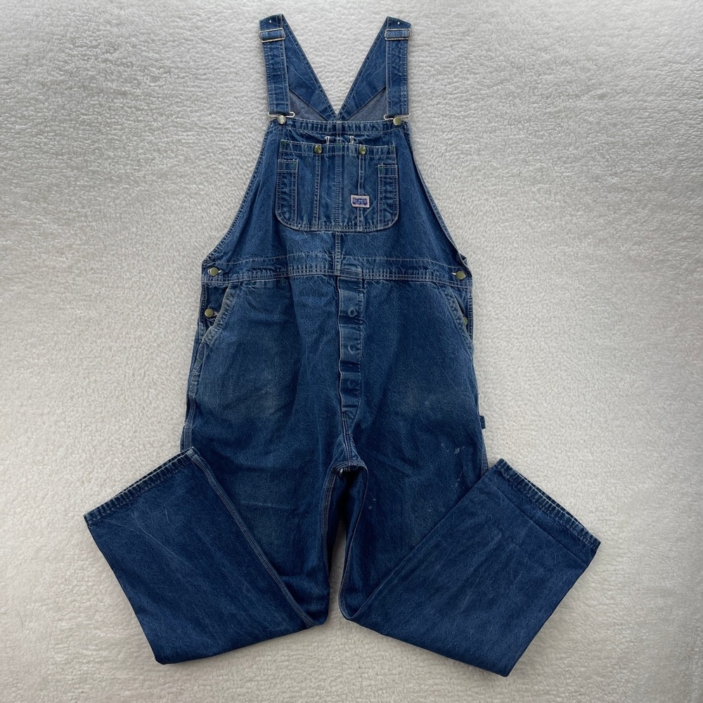 Vintage Big Smith Overalls Mens 48x31 Blue Made in USA Denim Carpenter Workwear